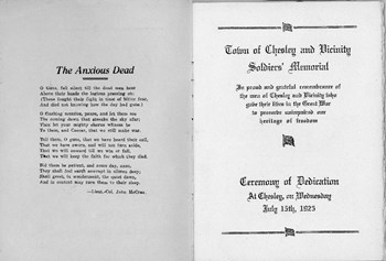 Ceremony of Soldier's Memorial program, 1925, p. 1